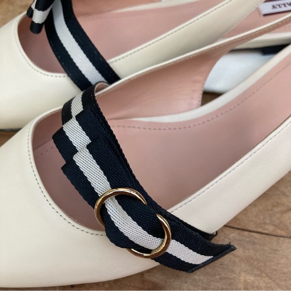Bally slingback flats ballet flats slides off white & black pointy toe 10.5 - Picture 4 of 14